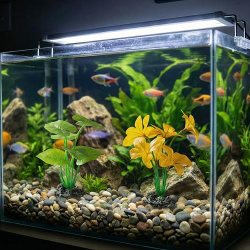 Aquarium Decor Plants, 6 inch Betta Leaf Hammock, Fish Tank Decorations Artificial Plastic Plants for Reptile, Fish Tank Accessories 2 Pack - color: Greenyellow