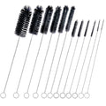 Straw Cleaner Brush Set,12 Pieces Extra Long Pipe Water Bottle Brushes for Cleaning Reusable Drinking Straws,Bird Feeders,Pipes,Black (12pcs Different diameters Set)