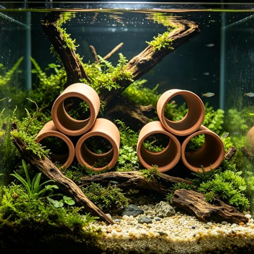 M2cbridge Ceramic Shrimp Dome Hide Shelters Swim Holes Shrimp Habitat Breeding Tube(2PCS Red Pipe) - color: 2pcs Red Pipe