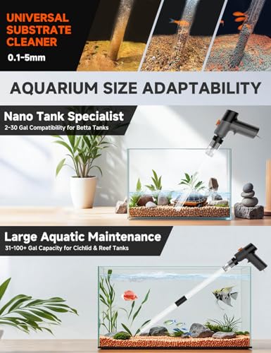 Electric Aquarium Gravel Cleaner - High-Pressure Fish Tank Cleaner with Gravel Vacuum for Aquarium, 6-in-1 Multifunction Aquarium Vacuum Gravel Cleaner with Water Changer & Sand Filter