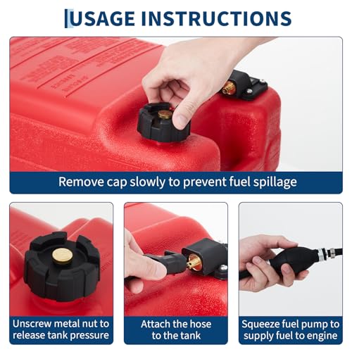 3 Gallon Marine Portable Tank, 12 L Boat Marine Tank, Marine Transfer Tank with Hose, I-Shaped Handle - size: 12 L