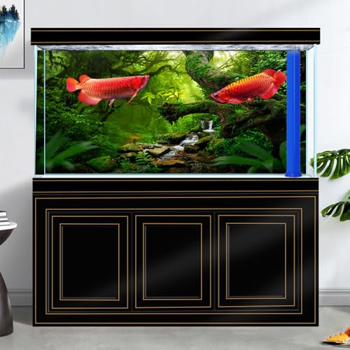 72X18IN Tropical Forest Green Huge Tree Reptile Habitat Aquarium Background, Green Natural Landscape Rainforest Fish Tank Decorations Background, Nature Art Terrarium Background - size: 72X18in/180X45cm
