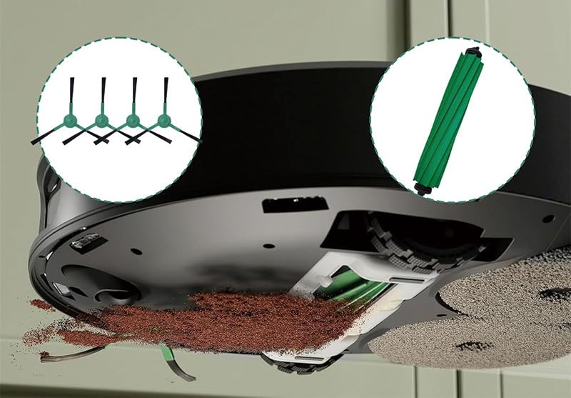 ANBOO Replacement Parts Compatible with iRobot Roomba Plus 405 505 Combo Vacuum Cleaner,1 Roller Brush, 4 Hepa Filters, 4 Side Brushes, 1 Cleaning Brush - size: 1+4+4