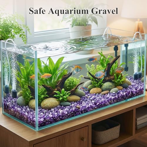 JOHOUSE Polished Gem Stones Rocks Crystals 1 Lb/450g Natural Tumbled Stones Amethyst Crystal Chips Bulk for Fish Tank Rocks Gravel, Vase Filler, Plants Decor - color: Purple