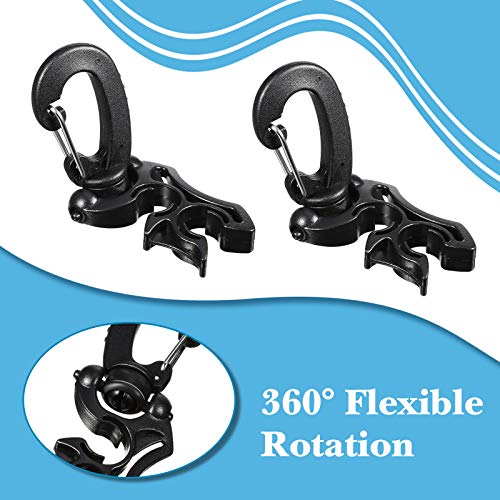 Weewooday Scuba Dive Hose Holder Clip Accessories Diving Gear Holder Double Bcd Hose Clip with Snap Hook Buckle for Snorkeling - color: Black