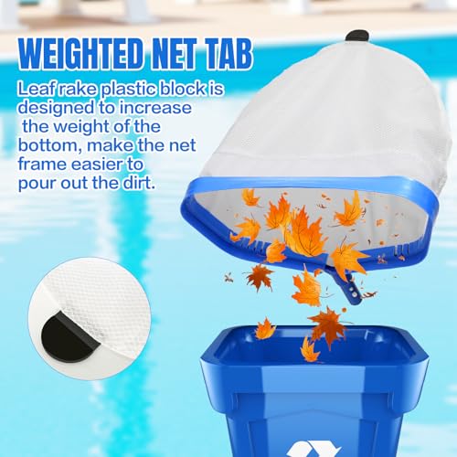 joyhalo Pool Skimmer Net with Pole, 2.5FT-10FT Adjustable Aluminum Pole & Fine Mesh Pool Net,Larger Capacity Skimmer Leaf nets for Cleaning Leaves, Debris - color: White