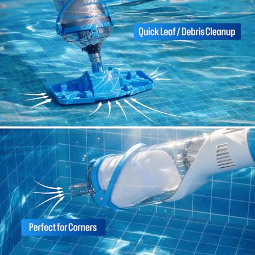 BIELMEIER Handheld Pool Vacuum with Telescopic Pole, Updated Swimming Pool Cleaner 19 GPM Powerful Suction, Cordless Pool Vacuum for Cleaning Above Ground Pools, Inground Pools, Spas, Hot Tubs