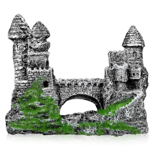 Milisten Aquarium Castle Decoration, Fish Tank Castle Ornaments for Small Fish Shrimp Hide Caves House Betta Hideout for Shrimp Turtle Guppy Crabs, Medium