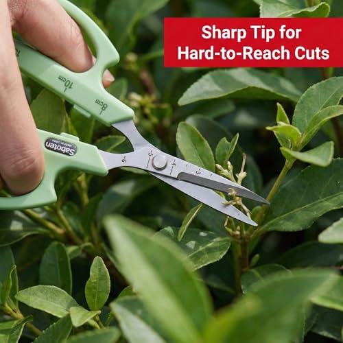 Saboten Stainless Steel Straight Blade Trimming Scissors Green PT-12 160mm Precision Gardening Bonsai and Floral Shears Made in Japan - color: Green, size: Stainless Steel Straight Blade
