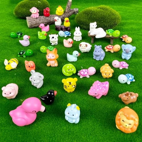 40 PCS Mini Animals Figurines for Dollhouse Garden Accessory Decoration