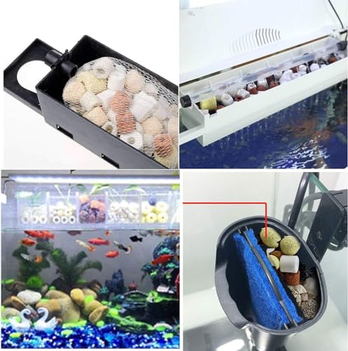 1000g, 2.2lb Aquarium bio Media,6 in 1 Ceramic Filter Media for Aquarium Sump Filter Ceramic Rings Activated Carbon Bio Balls bio Balls Ceramic Rings Set with mesh Bag