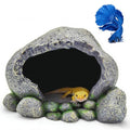 Aquarium Decorations - Artificial Rocks for Betta Fish and Cichlid Hiding Spots, Reptile Rock Bathing Platforms, Lizard Nests