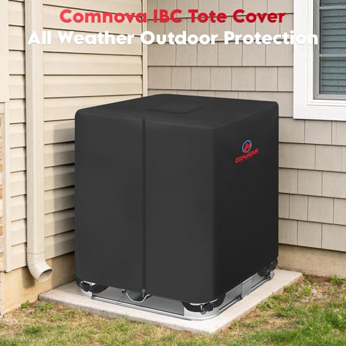 Comnova IBC Tote Cover 275 Gallon - 600D Water Tank Cover for IBC Container with Zipper, Heavy Duty & Waterproof Protective Covers Fit for Outdoor 1000L Garden Water Tank, All-Weather Protection - color: Black - 47.2"L x 39.4"W x 45.7"H