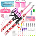 WIDDEN Kids Fishing Pole, Portable Telescopic Kids Fishing Poles for Boys and Girls, Fishing Rod and Reel Combo Kit with Tackle Box, and Fishing Net, Best Fishing Pole for Toddler Youth - color: Pink+Pink