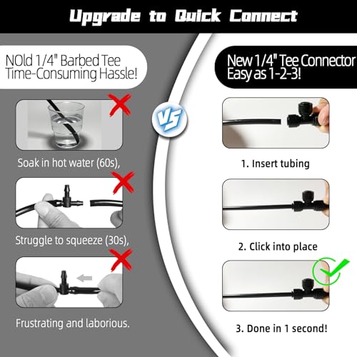 20 Pack Quick Connect 1/4" Drip Irrigation Tee Connectors, Universal Tee Fitting for 1/4 Inch Irrigation Tubing, Leak Free Fittings for Sprinkler or Drip Irrigation System - size: 20PCS Tee Connectors