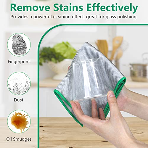 Airlab Glass Polishing Cloth Streak Free Miracle Cleaning Cloth Lint Free Microfiber Cleaning Rags for Glasses Kitchen Dish Mirrors Easy Clean, Pack of 6, 12" x 12" - color: Sliver, Pack of 6