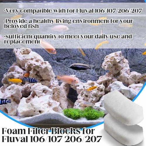 Pushglossy 12 Pcs Water Polishing Pads Compatible with Fluval 106/107/206/207 Filter Media Value Pack Clear Quick Replacement Aquarium Filter Media Compatible with Fluval Canister
