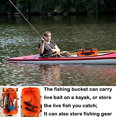 Grneric Fishing Bucket, 6Gallon/8Gallon/10Gallon Foldable Fish Bucket,Live Fish Container Multi-Functional Live Fish Bait Bucket,Outdoor Camping EVA Fishing Bag and Fish Protection Bucket - color: 30l/8gallon(orange)