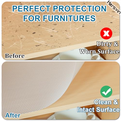 Hersvin Shelf Liners, 23.6x196.9 Inch EVA Non-Adhesive Drawer Mats, Cupboard Pad, Kitchen Cabinet Lining Fridge Cushion for Home Office (Clear/Dot, 60x500cm) - color: Clear Dot, size: 23.6"W x 197"L