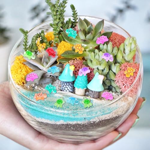 300pcs Mini Resin Turtles Luminous Tiny Turtle for Crafts Dollhouse Miniatures Mini Resin Things Animals for Fairy Garden Micro Landscaping Decoration Home Decor, 10 Colors(0.23 * 0.35inch) - color: 300pcs Mini Resin Turtles(0.23 * 0.35inch)