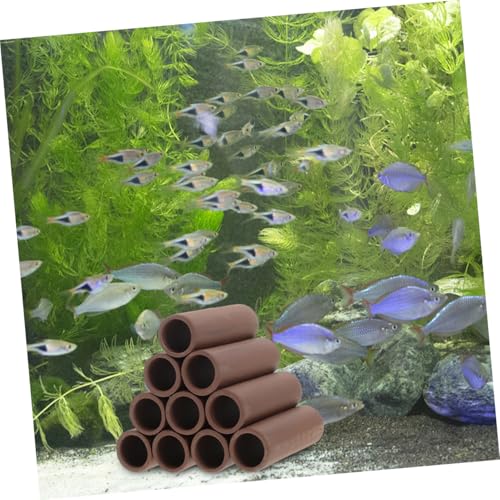 HANABASS 2pcs Pottery Shrimp Habitat Ornament Aquarium Breeding Shelter Fish Tank Hiding Spots Durable Spawning Tube Decorations for Shrimp and Betta Fish Care
