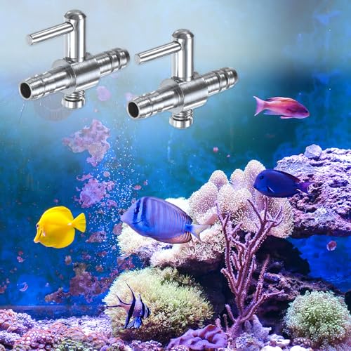 M METERXITY 6PCS Aquarium Air Valve, 1/5" ID Bright Silver Straight Way Fish Tank Air Flow Control Lever Pump Copper Nickel Plated Airline Valve for Air Pump/Air Transfer System
