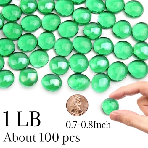 5lb Green Glass Marbles for Vase, 500 pcs Green Flat Glass Beads, Decorative Pebbles for Vase Fillers, Fish Tank, Plants, Flower Pots, Fountains, Crafts, Aquarium Rocks and Home Decor - color: Green, size: 5LB