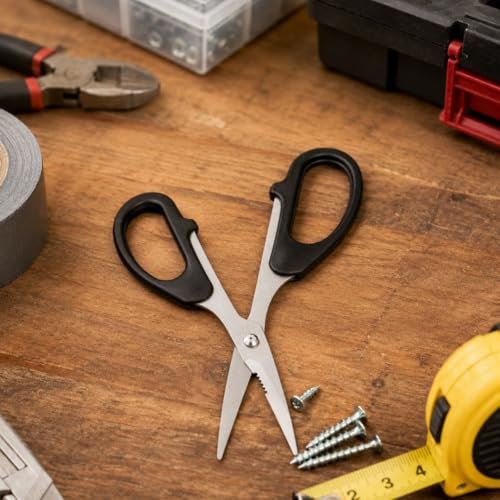 KUTZ 7" (17.8 cm) Industrial Scissors | Black Plastic Oversized Handles | Super Sharp Stainless Steel Blades | Versatile and Professional - size: 7"