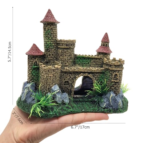 M2cbridge Aquarium Decor Castle Shipwreck Ornament Underwater Landscape(Yellow Castle) - color: Yellow Castle