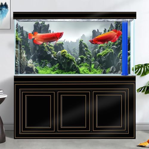 48X24IN Natural Mountain Forest Background Aquarium Background, 3D Image of Underwater Fish Tank Decoration, Reef Greenery with 10 EVA Double-Sided Tape - size: 48X24in/120X60cm