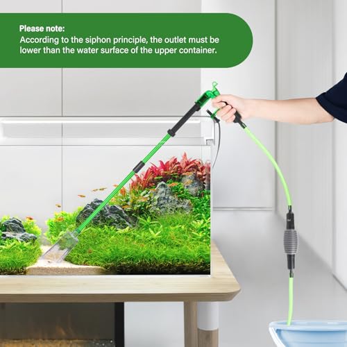 AQQA Aquarium Siphon Gravel Vacuum Fish Tank Cleaner kit,Stress Ball Python Water Changer,Extendable Length and Fixed On Fish Tank,Manually Water Changer Wash Sand S - size: S