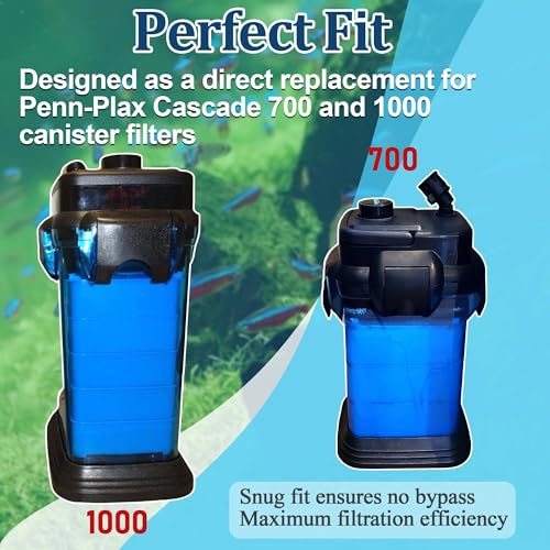 19PCS Canister Filter Pads for Cascade 700/1000 | Replacement Media Set for Penn-Plax Aquarium Filter | 12 Floss Pads + 12-in-1 Bio Media + 4 Carbon Pads + 2 Bags Activated Carbon
