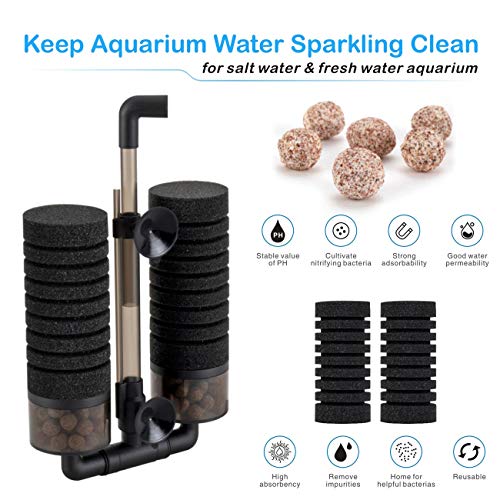 hygger Aquarium Double Sponge Filter for Fresh Water and Salt-Water Fish Tank (M) - size: Filter M (15-55 gallon)