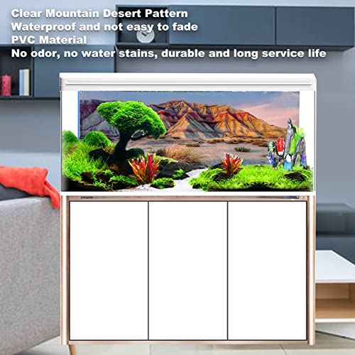 3D PVC Aquarium Background | Mountain Desert Pattern Fish Tank Decoration | Easy - to - Apply Water - Proof Poster for Underwater Scaping/Bedroom Wall Art | 16.5 x 11.8 Inches (61 * 30CM) - size: 61*30CM