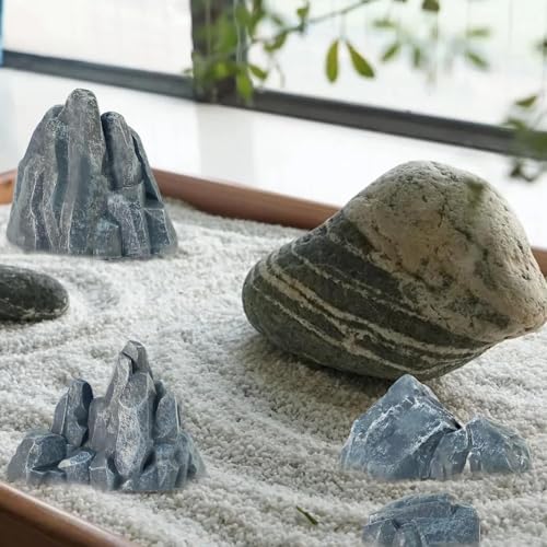 Warmtree 10 Pcs Simulation Rockery Diorama Rocks Stone for Diorama Supplies Miniature Terrain Fairy Garden Zen Garden Accessories Terrarium Decor Tank Aquarium Decoration (Grey) - color: Gray