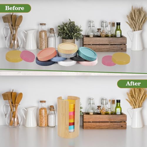 2 PCS Mason Jar Lid Organizer Vertical Mason Jar Lid Storage Bamboo Tumbler Lid Holder Cup Lid Organizer Suitable for Mason Lids/Canning Lids/Bamboo Lids Mason Jar Accessories (2 Wide) - size: 2 Wide
