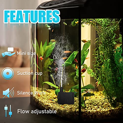 Submersible Pump 53GPH(200L/H) Fountain Pump Accessories kit, The Machine Parts of Neptonion Reptile Water Feeder, Includes 2.5W Aquarium Pump, 2 Carbon Foam and a Water Pipe