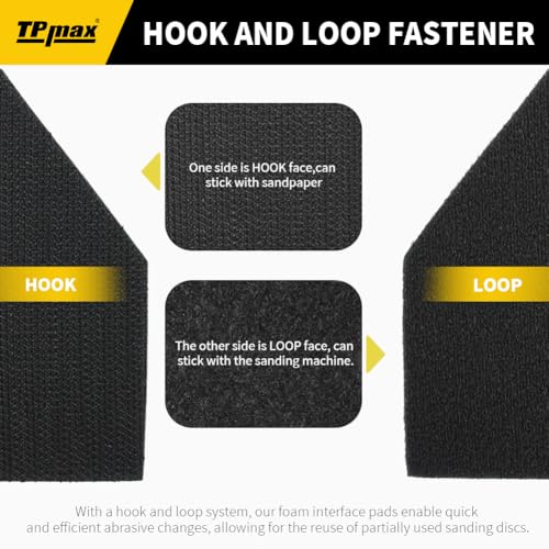 TPmax 5-Pack 90×65 mm Foam Interface Pads – Hook & Loop Buffer Pads Compatible with Milwaukee M12 Detail Sander – Vibration Reduction for Wood, Auto, Boat, Furniture