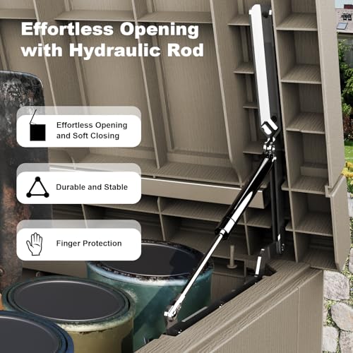 ROJIK Outdoor Storage Housing Deck Box,Waterproof Patio Furniture, Garden Tools,Cushions,Pool Accessories Storage Bench with Lockable Lid and Side Handles (Grey,280 Gal) - color: Grey, size: 280 Gallon
