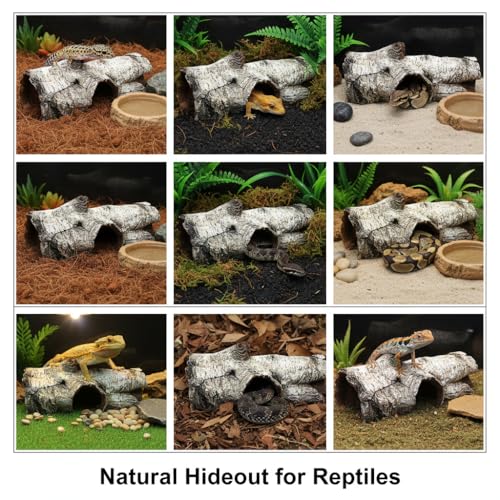 JIHAQUA Aquarium Resin Bark Terrarium Decor, Lizard, Snake or Reptile Hide,Lizard, Spider and Aquarium Fish Hide Cave (Medium Bark A)