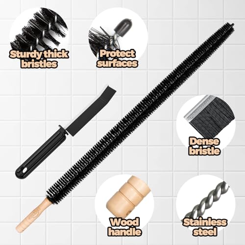 Holikme Dryer Vent Cleaner Kit 4 Pack - Household Cleaning Supplies,Long Flexible Refrigerator Coil Brush Radiator Brush,Dryer Lint Brush Home Essentials for Lint Trap Dust Vacuum Brush - size: Long 4Pack