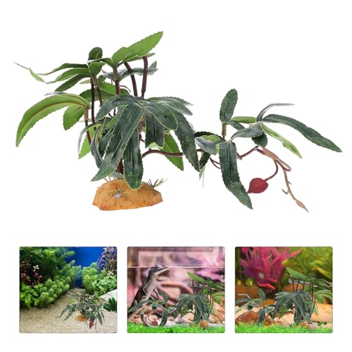 FOMIYES Simulated Plant Ornament Resin Reptile Case Decoration Green Artificial Aquarium Accessory for Terrarium Habitat Supplies