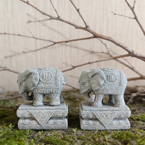 livelyfish Small Elephant Figurines A Pair Aquarium Decor Elephant Statues Bonsai Ornaments for 10 Gallon or Smaller Fish Tanks FengShui Decor (S) - size: Small