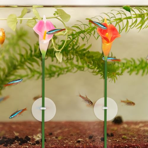 Ipetboom Betta Fish Beds, 2pcs Artificial Flowers Betta Hammock Betta Fish Leaf Hammock