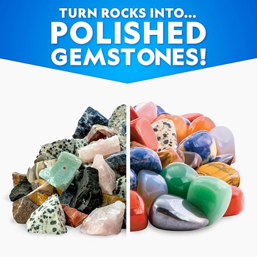 National Geographic Rock Tumbler Refill Kit – Rock Tumbling Supplies Including Rock Tumbler Grit and Polish Refill, Ceramic Media, GemFoam, 3 lbs Madagascar Rocks for Tumbling, Jewelry Accessories - style: Complete Starter Kit