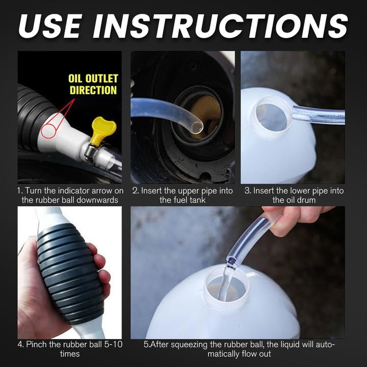 Multifunctional Liquid Sucker, 2025 Upgrade Gasoline Siphon Pump, Siphon Hand Pump with 3.3/6.5/9.8ft Siphon Hose, Portable Gas Siphon Pumps, Fuel Transfer Pump, for Oil, Diesel,Water (9.8ft) - size: 9.8ft