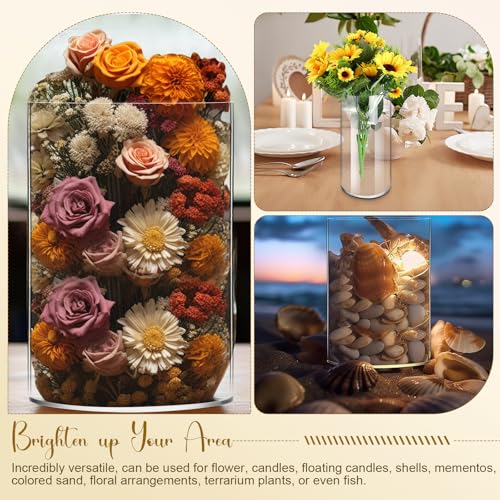 Qunclay 4 Pcs Acrylic Flower Vase Plastic Cylinder Vase for Centerpiece Decorative Clear Acrylic Cylinder Containers Break Resistant Round for Home Party Table Deco(5 x 10 Inch) - size: 5 x 10 Inch