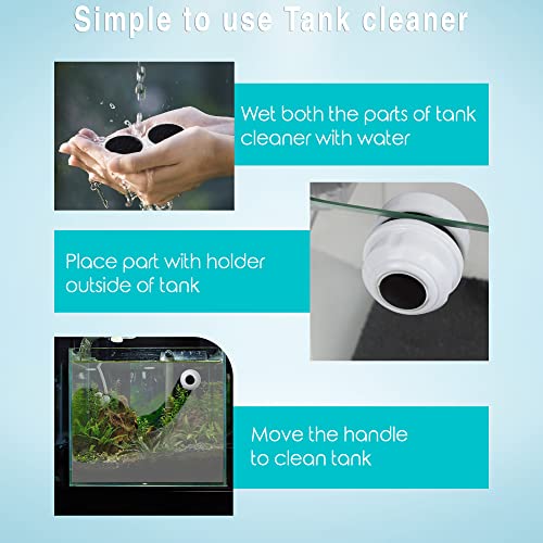 JOR Betta Tank Cleaner Magnet, Nano & Small Fish Tank Stain Scrubber, Magnetic Floating Glass Aquarium Cleaner, Fresh and Marine Water Cleaning Magnet, Aquarium Supplies, 1.5", White Plastic