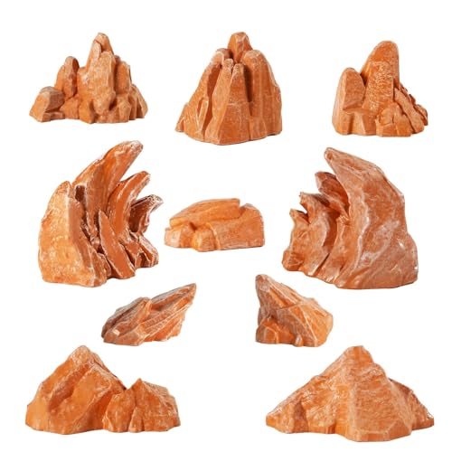 Warmtree 10 Pcs Simulation Rockery Diorama Rocks Stone for Diorama Supplies Miniature Terrain Fairy Garden Zen Garden Accessories Terrarium Decor Tank Aquarium Decoration (Brown) - color: Brown