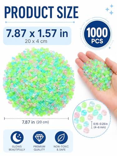 1000PCS Tank Rocks Glow Blue Fish Tank Decorations - color: Colorful